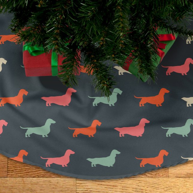 Dachshund Silhouettes Wiener Dog Lover's Brushed Polyester Tree Skirt (Creator Uploaded)