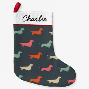 Dachshund Silhouettes Wiener Dog Lover's Small Christmas Stocking