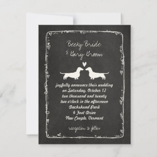 Dachshund Silhouettes Wiener Dogs Wedding Cute Invitation