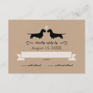 Dachshund Silhouettes (Wire Haired) Wedding RSVP Card