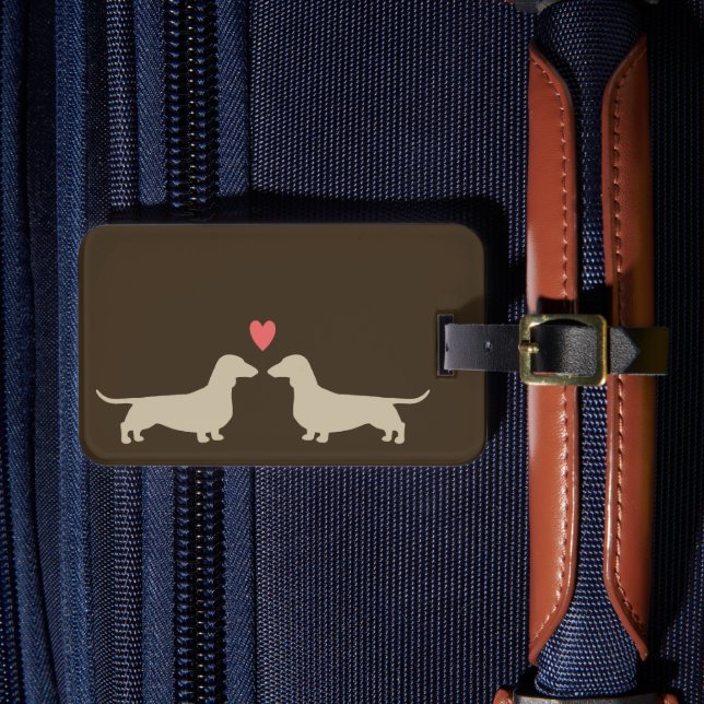 Dachshund Silhouettes with Heart | Wiener Dogs Luggage Tag (Front Insitu 4)