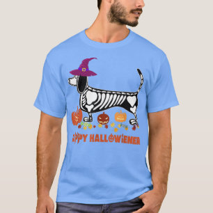 Dachshund Skeleton Dog Happy Halloween Costume Dog T-Shirt