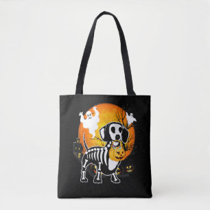 Dachshund Skeleton Halloween Happy Pumpkin Gift Tote Bag