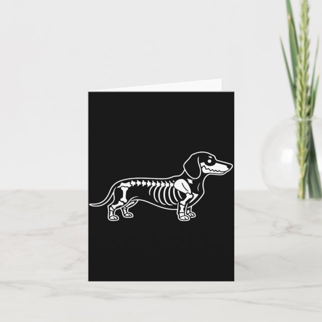 Dachshund Skeleton Halloween Sausage Dog Card (Front)
