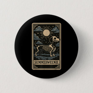 Dachshund Skeleton Summerween Dog Art Vintage Styl 6 Cm Round Badge