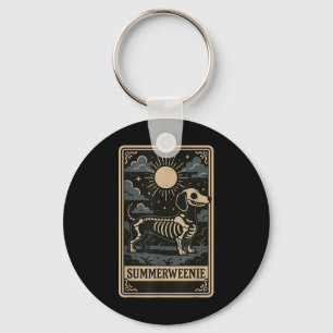 Dachshund Skeleton Summerween Dog Art Vintage Styl Key Ring