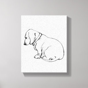 dachshund sketch on stretched canvas print