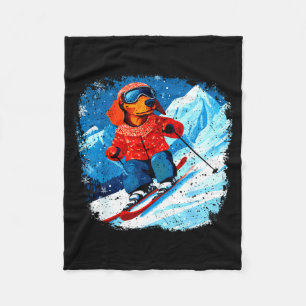 Dachshund ski fleece blanket