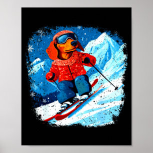 Dachshund ski poster