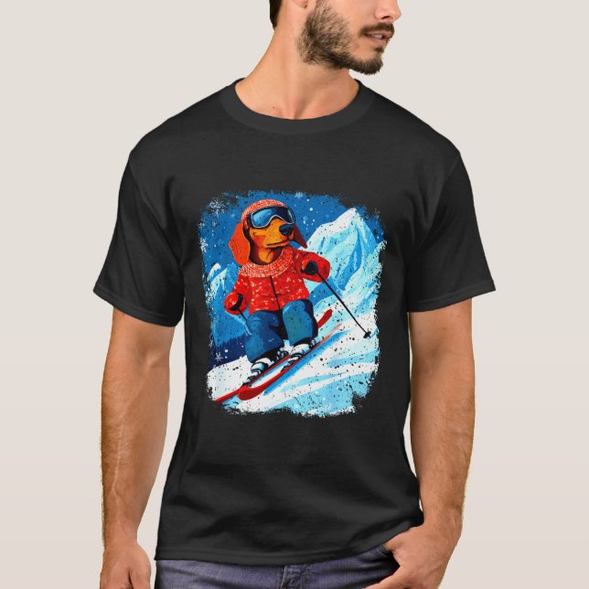Dachshund ski  T-Shirt (Front)