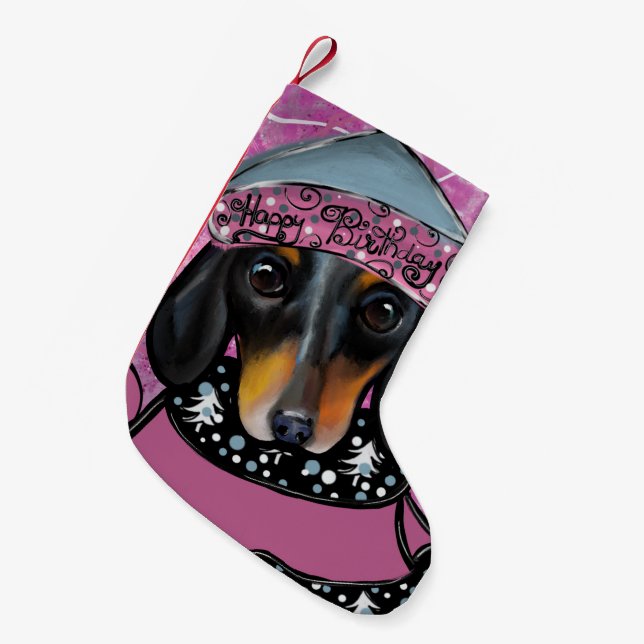 DACHSHUND  SMALL CHRISTMAS STOCKING (Front (Hanging))