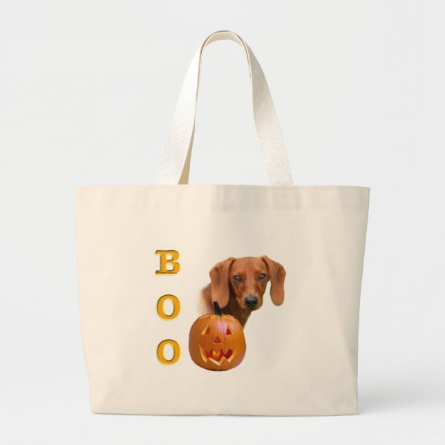 Dachshund (smooth) Boo Large Tote Bag (Front)
