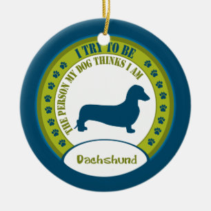 Dachshund [smooth] ceramic tree decoration