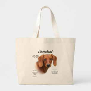 Dachshund (smooth) History Design Large Tote Bag