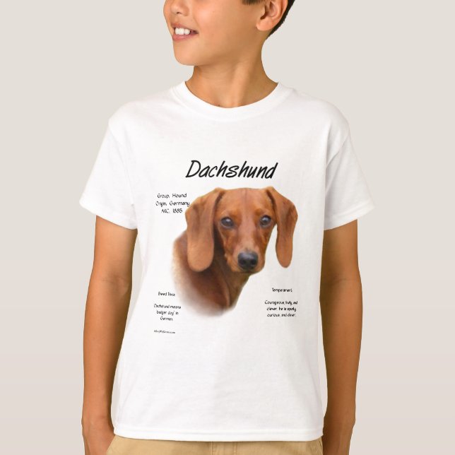 Dachshund (smooth) History Design T-Shirt (Front)