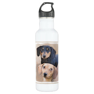 Dachshund (Smooth) Painting - Original Dog Art 710 Ml Water Bottle