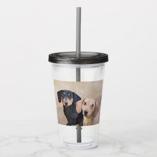 Dachshund (Smooth) Painting - Original Dog Art Acrylic Tumbler