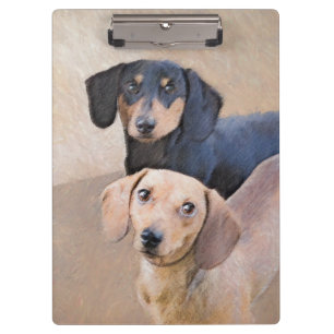 Dachshund (Smooth) Painting - Original Dog Art Clipboard