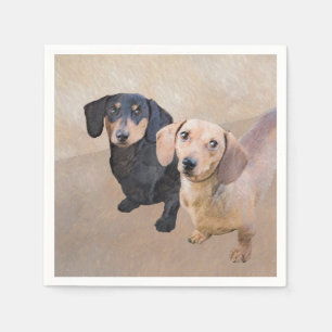 Dachshund (Smooth) Painting - Original Dog Art Napkin