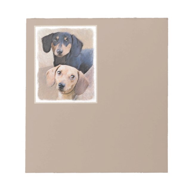 Dachshund (Smooth) Painting - Original Dog Art Notepad (Front)