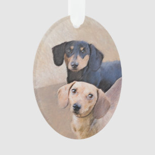 Dachshund (Smooth) Painting - Original Dog Art Ornament
