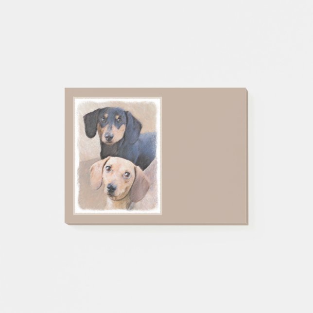 Dachshund (Smooth) Painting - Original Dog Art Post-it Notes (Front)
