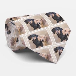 Dachshund (Smooth) Painting - Original Dog Art Tie