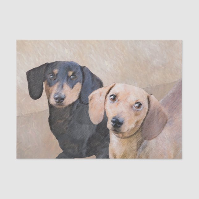 Dachshund (Smooth) Painting - Original Dog Art Tissue Paper (Front)
