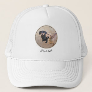 Dachshund (Smooth) Painting - Original Dog Art Trucker Hat