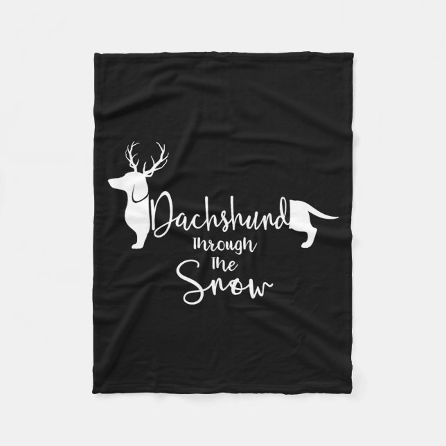 Dachshund Snow Cute Wiener Weiner Dog Owner Christ Fleece Blanket (Front)
