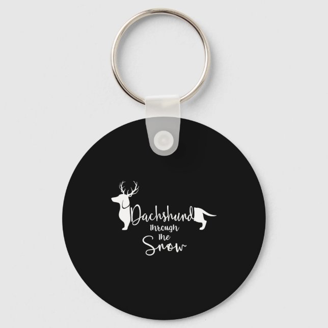 Dachshund Snow Cute Wiener Weiner Dog Owner Christ Key Ring (Front)