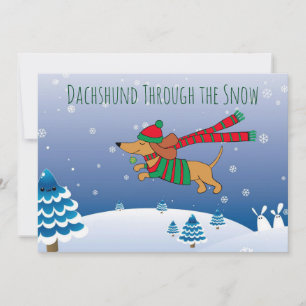 Dachshund Snow Matte 5" x 7", White Envelope Inc. Holiday Card