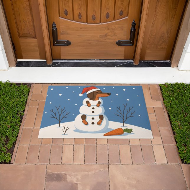 Dachshund Snowman Christmas Doormat (Outdoor)