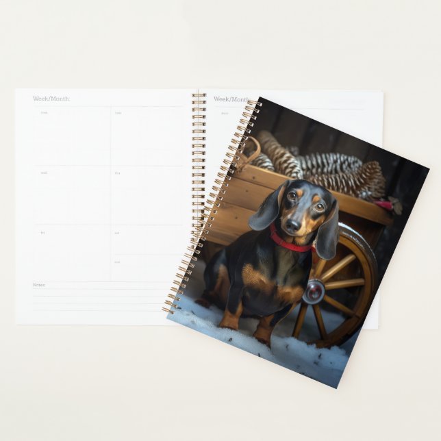 Dachshund Snowy Sleigh Christmas Decor Planner (Display)