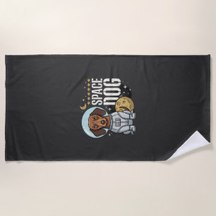 Dachshund Space Dog Astronaut Vector Beach Towel