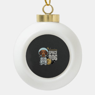 Dachshund Space Dog Astronaut Vector Ceramic Ball Christmas Ornament