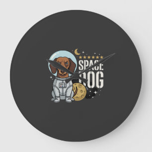 Dachshund Space Dog Astronaut Vector Large Clock
