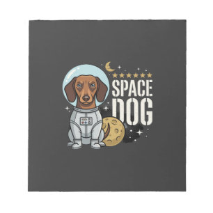 Dachshund Space Dog Astronaut Vector Notepad