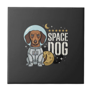 Dachshund Space Dog Astronaut Vector Tile