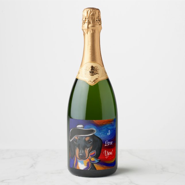 DACHSHUND    SPARKLING WINE LABEL (Front)