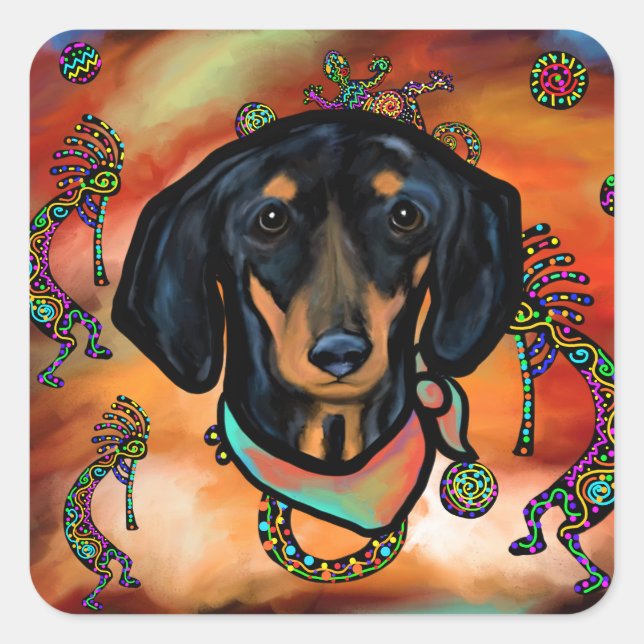 DACHSHUND SQUARE STICKER (Front)