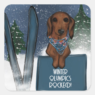 DACHSHUND SQUARE STICKER