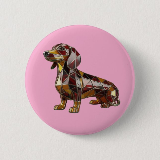 Dachshund Stained Glass Button (Front)