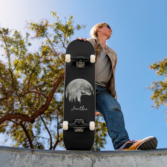Dachshund Standing On Mountain Moonlight Halloween Skateboard (Outdoor 1)
