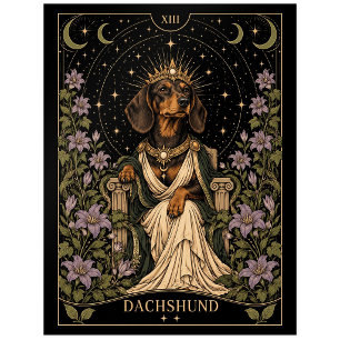 Dachshund, Starlit Tarot Art Postcard