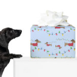 Dachshund Stealing Christmas Tree Lights Gift Wrap<br><div class="desc">Hold on to your Santa hats, doxie enthusiasts! 🎅🌭 Imagine this mischievous scene: a naughty wiener dog on a mission to steal Christmas tree lights, creating chaos and cuteness all over your dachshund wrapping paper! 🎄🐾 Calling all doxie moms and dachshund dads – this wrapping paper is your ticket to...</div>