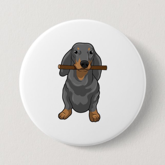 Dachshund Stick 7.5 Cm Round Badge (Front)