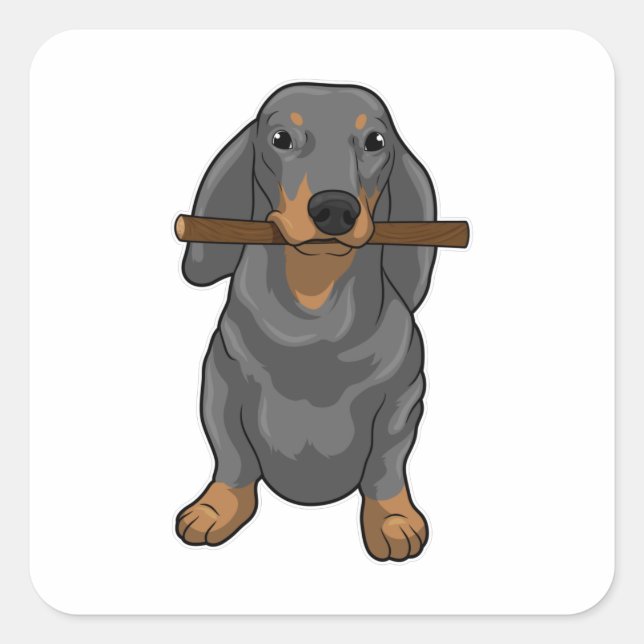 Dachshund Stick Square Sticker (Front)