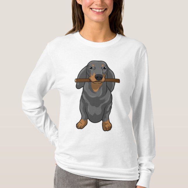 Dachshund Stick T-Shirt (Front)