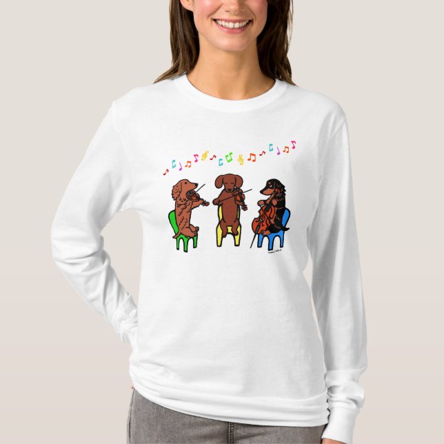 Dachshund String Trio Musicians Tshirt (Front)